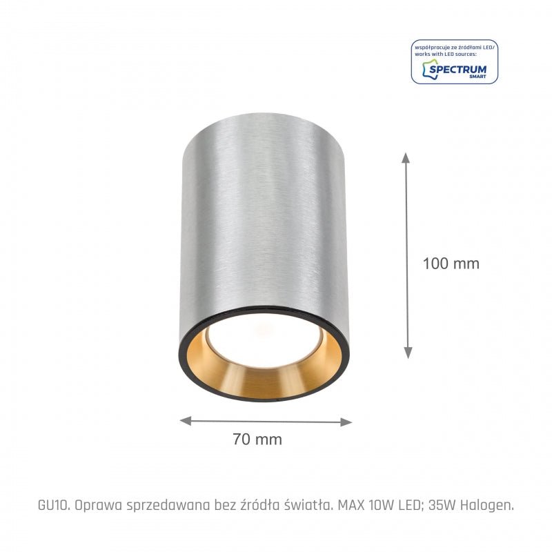Spectrum Chloe Mini P20 LED spot zilver 4000K 250V, GU10, 17000 uur levensduur, IP20, oppervlaktemontage
