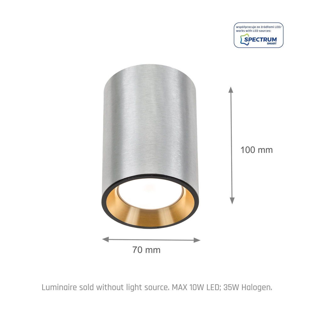 Spectrum Chloe Mini P20 LED spot zilver 4000K 250V, GU10, 17000 uur levensduur, IP20, oppervlaktemontage
