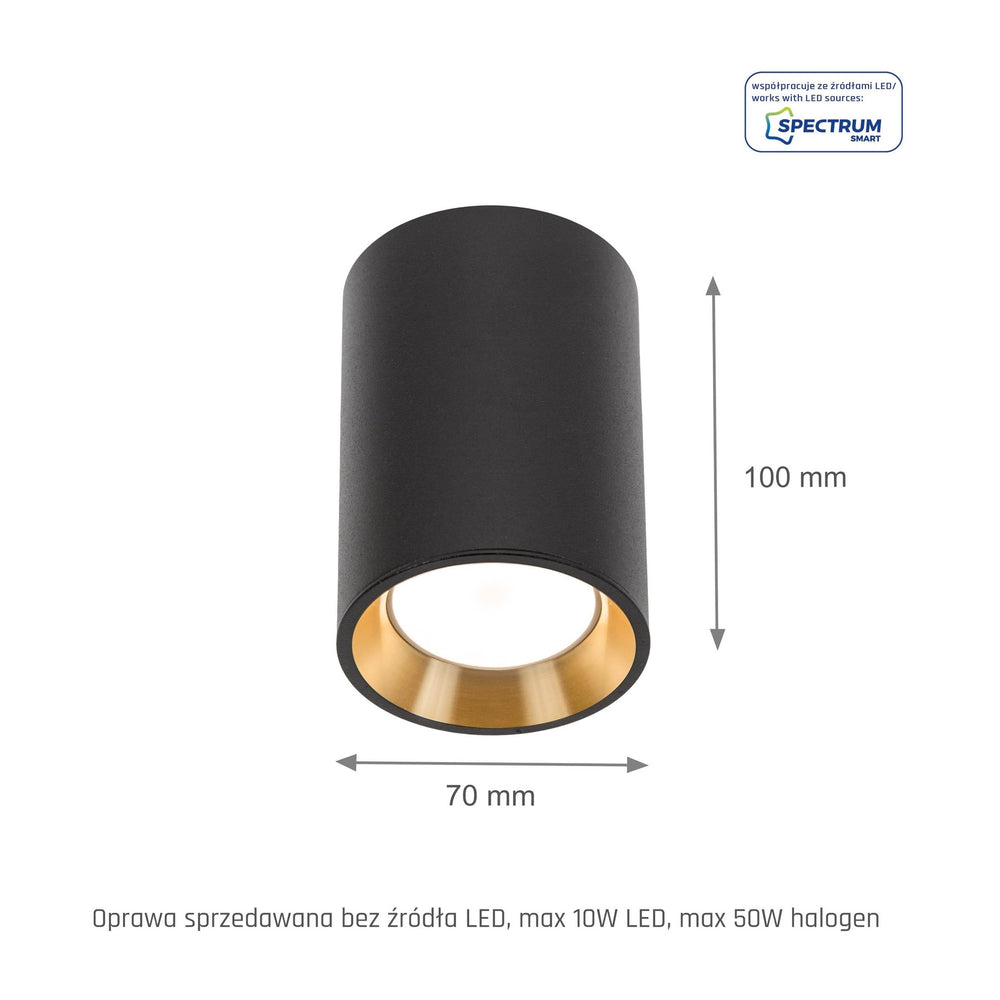 Chloe mini LED plafondspot zwart/goud 1x GU10 fitting