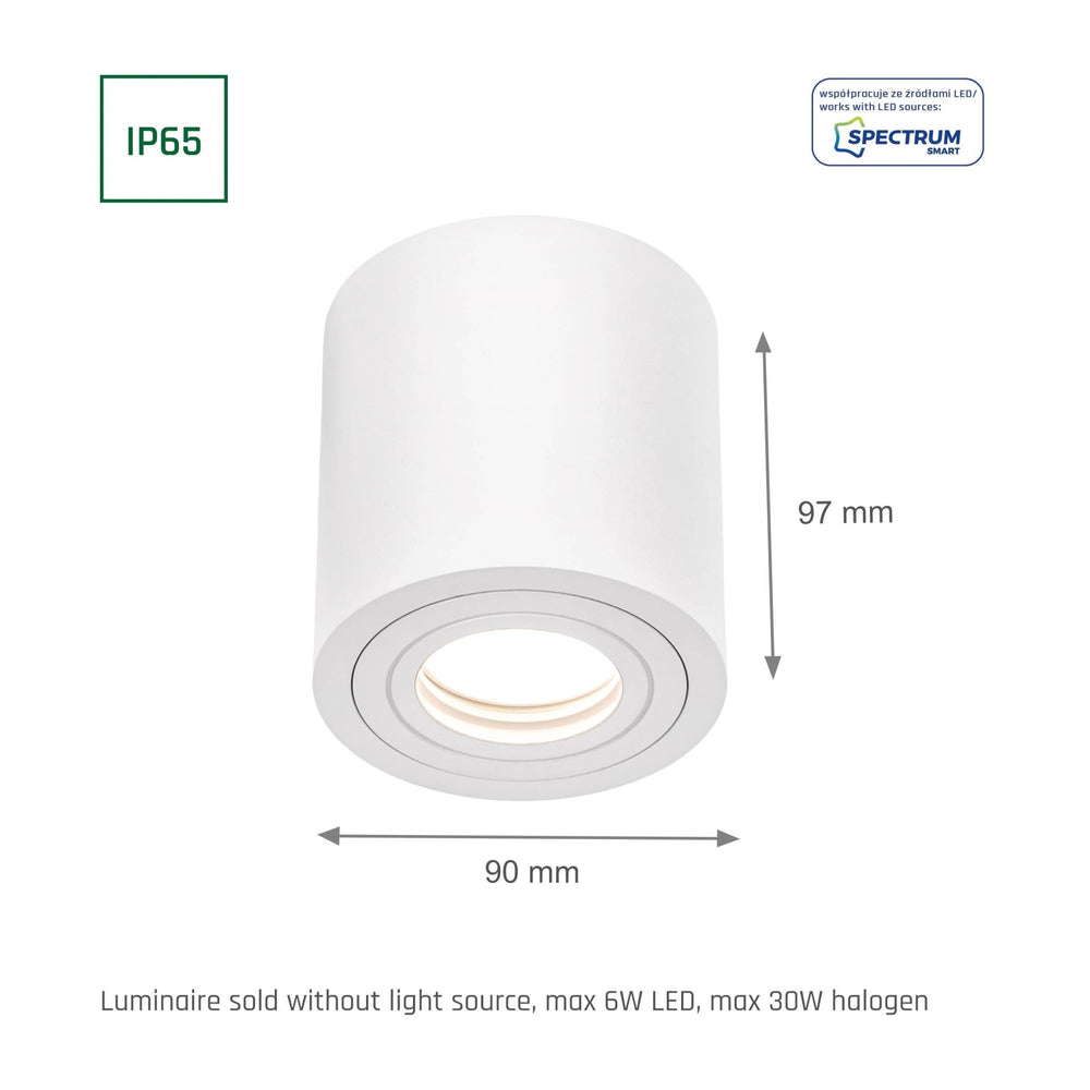 Chloe GU10 ronde witte LED spot van Spectrum met IP65 voor binnen/buiten, duurzame verlichting, 17000 uur levensduur