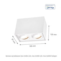 Spectrum verstelbare GU10 spot rechthoekig wit, IP20 binnen, aluminium behuizing, 250V, 17000h levensduur