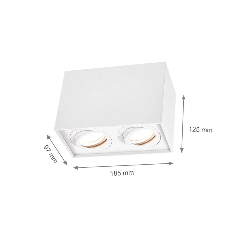 Spectrum verstelbare GU10 spot rechthoekig wit, IP20 binnen, aluminium behuizing, 250V, 17000h levensduur
