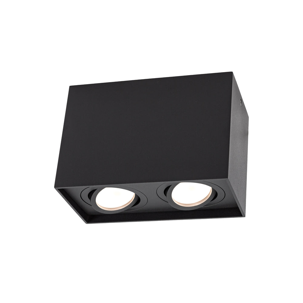 Spectrum CHLOE DUO Foco LED de Superficie 2xGU10, Aluminio Negro Ajustable, Luminaria de Techo Interior IP20