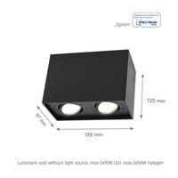 Spectrum CHLOE DUO 2xGU10 Spot LED Monté en Saillie, Aluminium Noir Orientable, Plafonnier Intérieur IP20