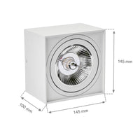 Spectrum CHLOE AR111 GU10 vierkante LED spot, IP20, wit, aluminium behuizing, 250V, binnengebruik, lange levensduur