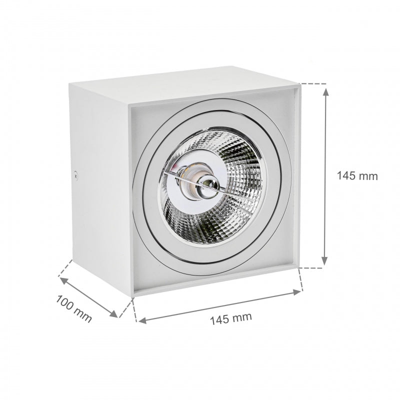 Spectrum CHLOE AR111 GU10 vierkante LED spot, IP20, wit, aluminium behuizing, 250V, binnengebruik, lange levensduur