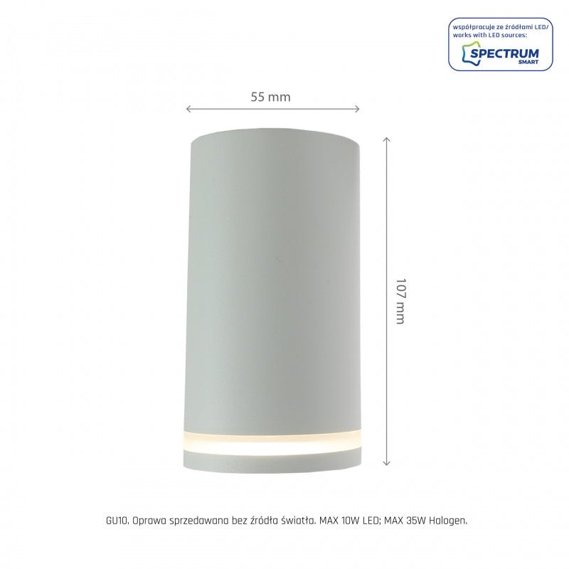 Spectrum Chloe ring GU10 spot, 230V, IP20, hvid, aluminium, overflademonteret, indendørs belysning