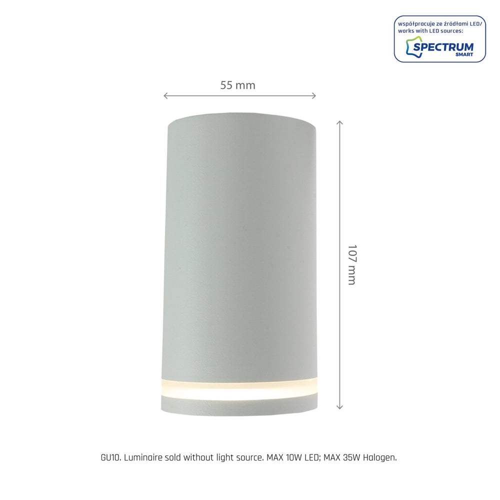 Spectrum Chloe ring GU10 spot, 230V, IP20, hvid, aluminium, overflademonteret, indendørs belysning