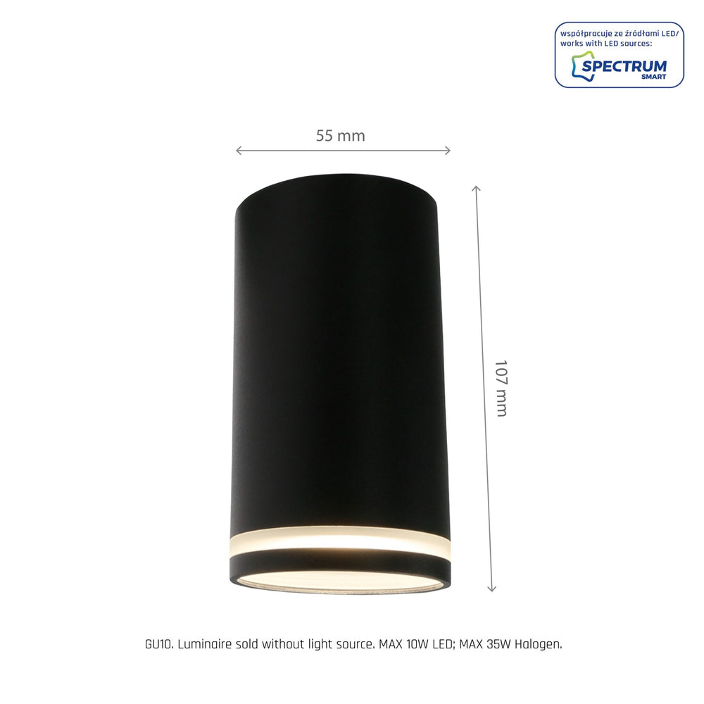 Chloe ring natynkowa GU10 230V LED spotlight zwart Spectrum - IP20, aluminium behuizing, oppervlaktemontage