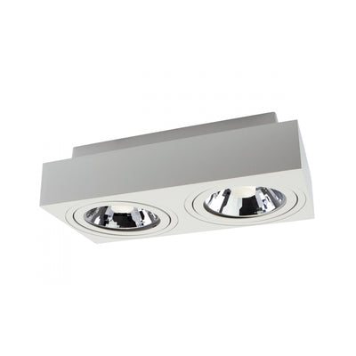 Spectrum LED GU10 surface spotlight, 2x adjustable, 250V, IP20, White rectangular ceiling luminaire