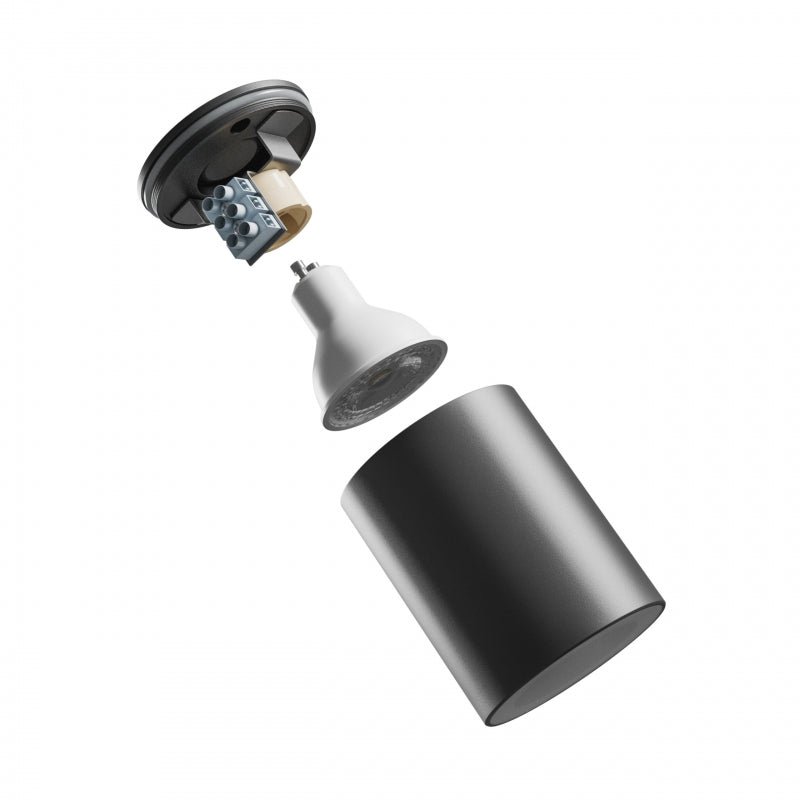 Spectrum CHLOE GU10 250V IP44 zwarte LED downlight, 70x90mm, alu behuizing, waterdicht, binnengebruik, simpele installatie