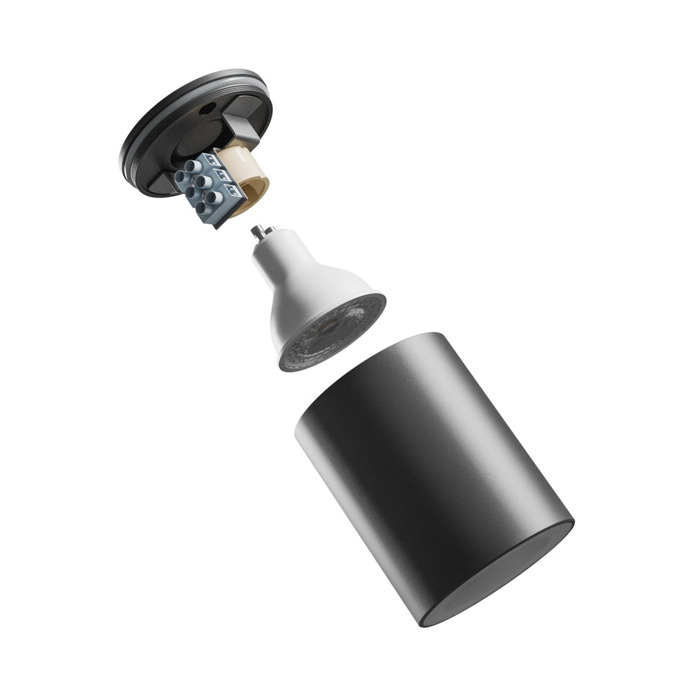 Spectrum CHLOE GU10 250V IP44 zwarte LED downlight, 70x90mm, alu behuizing, waterdicht, binnengebruik, simpele installatie