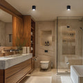 Spectrum CHLOE GU10 250V IP44 zwarte LED downlight, 70x90mm, alu behuizing, waterdicht, binnengebruik, simpele installatie