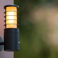 Lucide solide buitenmuurlamp Ø9cm E27 IP54 antraciet LED