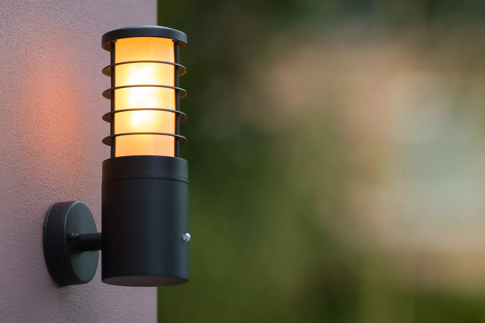 Lucide solide buitenmuurlamp Ø9cm E27 IP54 antraciet LED
