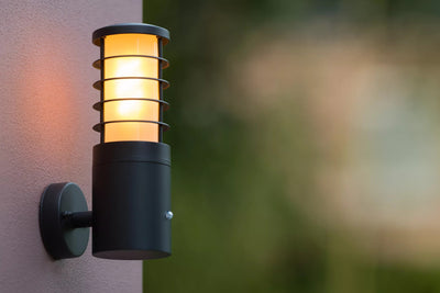 Lámpara de pared exterior sólida Lucide Ø9cm E27 IP54 antracita LED