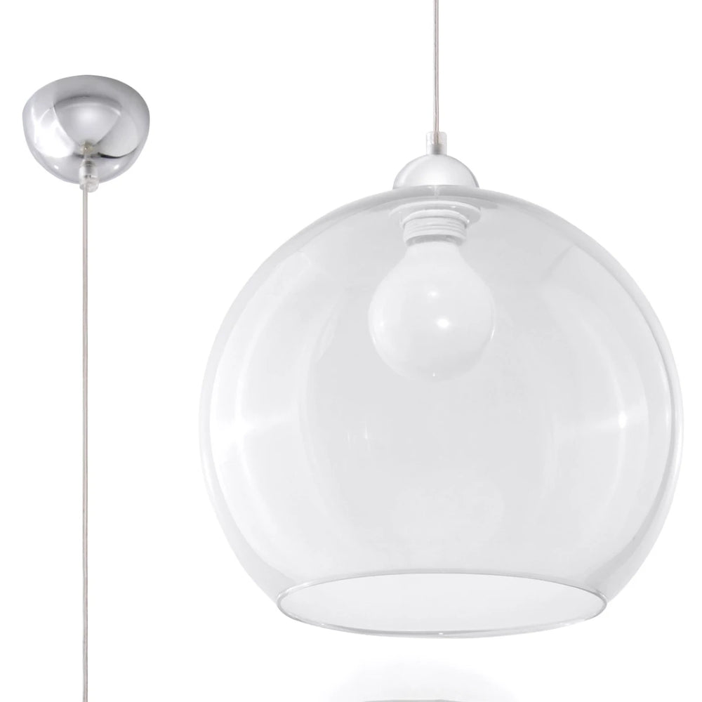 Sollux Lighting BALL hængelampe, transparent skærm, 220-240V, IP20, CE RoHS, Aluminium Messing finish