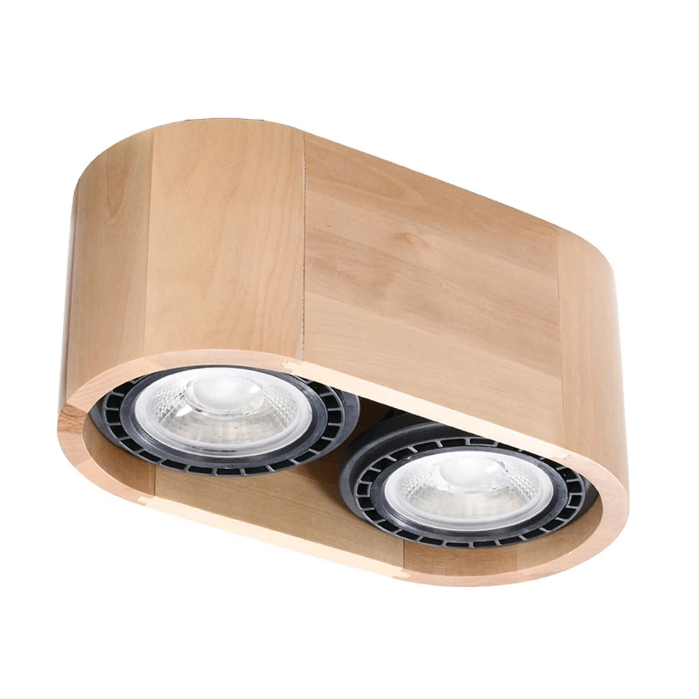 Foco de techo LED Sollux Lighting BASIC 2, madera natural, IP20, 220-240V, máx 50W, CE RoHS