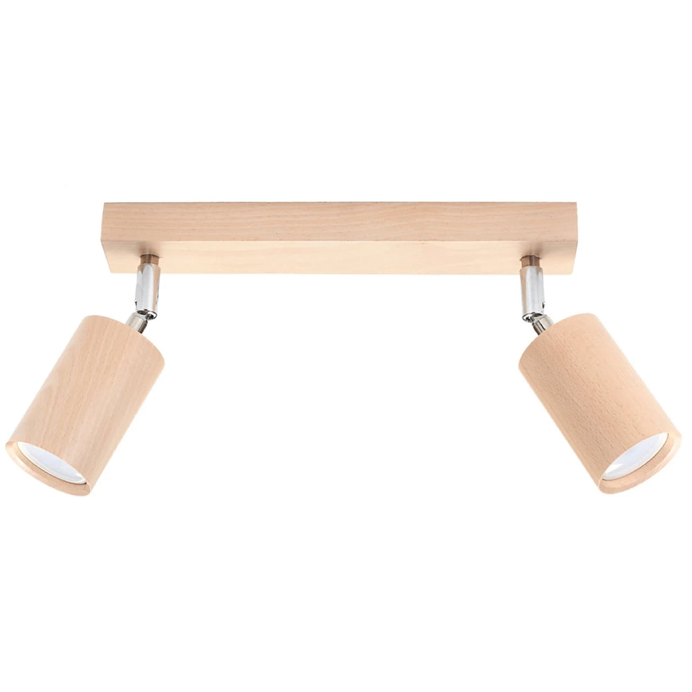 Sollux Lighting BERG 2 foco LED de techo, madera natural, IP20, aluminio, 220-240V, CE RoHS