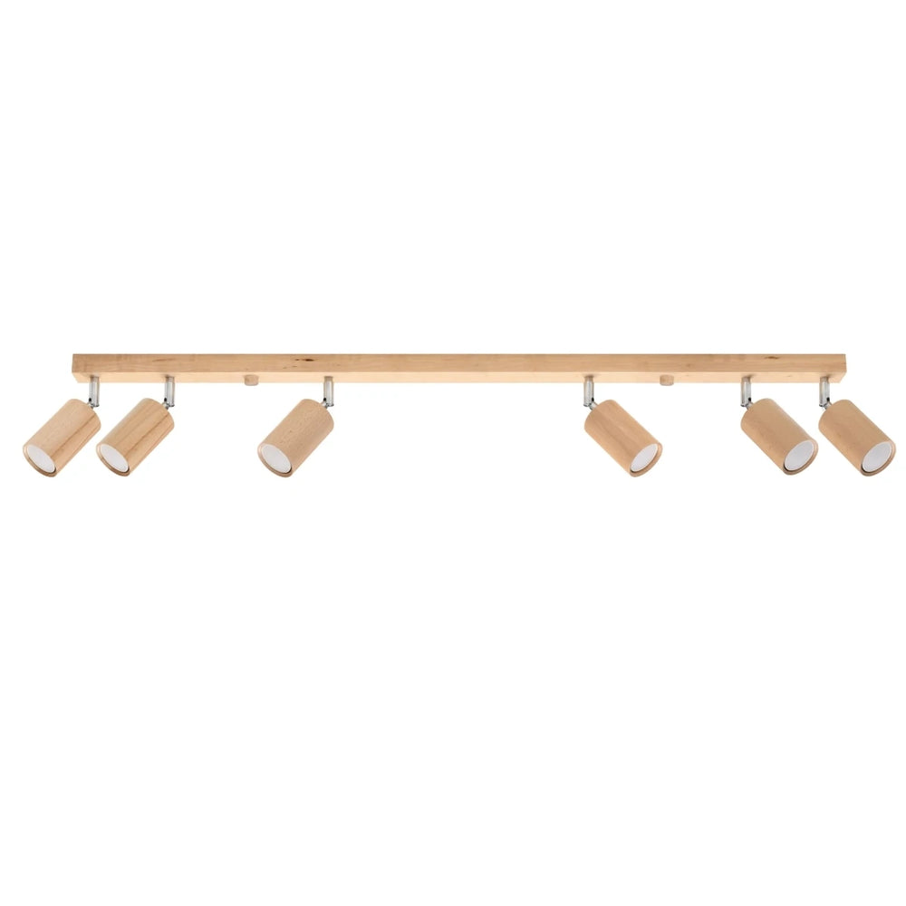 Sollux Lighting BERG 6 faretto da soffitto LED, legno naturale, IP20, 220-240V, max 50W, CE RoHS