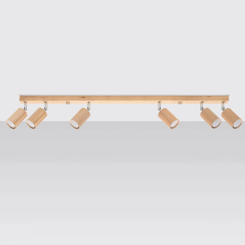 Sollux Lighting BERG 6 faretto da soffitto LED, legno naturale, IP20, 220-240V, max 50W, CE RoHS