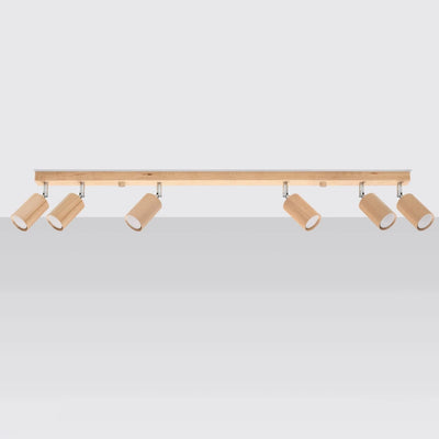 Sollux Lighting BERG 6 LED plafondspot, naturel hout, IP20, 220-240V, max 50W, CE RoHS
