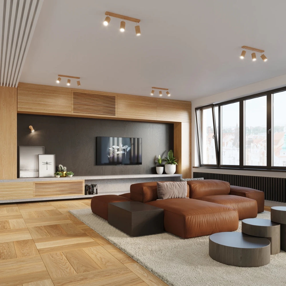 Applique murale Sollux Lighting BERG bois naturel, prête pour LED, IP20, 220-240V, finition Aluminium Or Mat