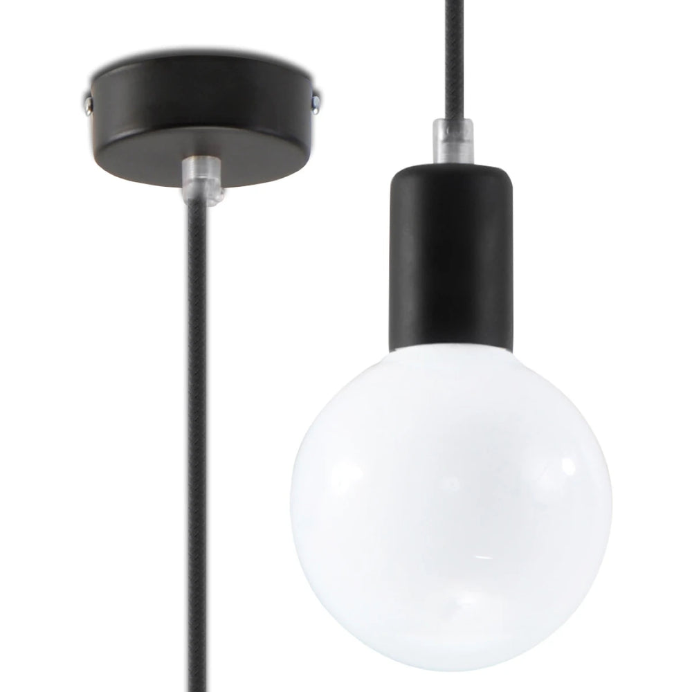 Suspension Edison Sollux Lighting Noir, compatible LED, finition laiton doré mat en aluminium, 220-240V, IP20, CE RoHS
