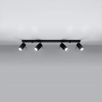 Sollux Lighting LED Deckenstrahler Schwarz RING, 4 x GU10 Fassungen, IP20, Aluminium, CE RoHS