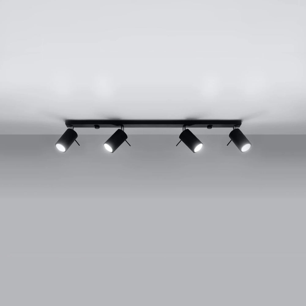 Sollux Lighting LED Deckenstrahler Schwarz RING, 4 x GU10 Fassungen, IP20, Aluminium, CE RoHS
