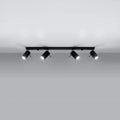 Sollux Lighting LED Deckenstrahler Schwarz RING, 4 x GU10 Fassungen, IP20, Aluminium, CE RoHS