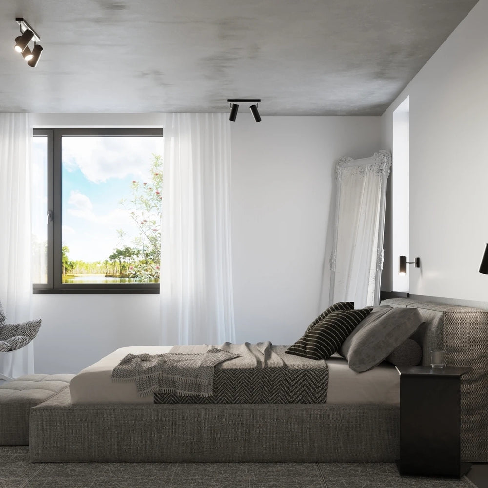 Spot LED de plafond Sollux Lighting Noir Argent, 2 x GU10, IP20, Aluminium, 220-240V, CE RoHS