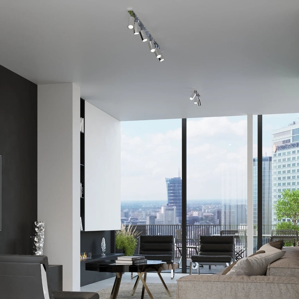 Foco LED de techo Sollux Lighting con aro cromado, 2x GU10, IP20, aluminio, CE RoHS