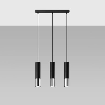 Sollux Lighting LED hanglamp Zwart Chroom LOOPEZ, 3x GU10 fittingen, IP20, aluminium, 220-240V