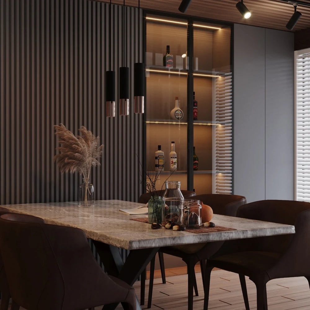 Suspension LED Sollux Lighting Noir Cuivre LOOPEZ, 3xGU10, E27, 220-240V, IP20, Aluminium, CE RoHS