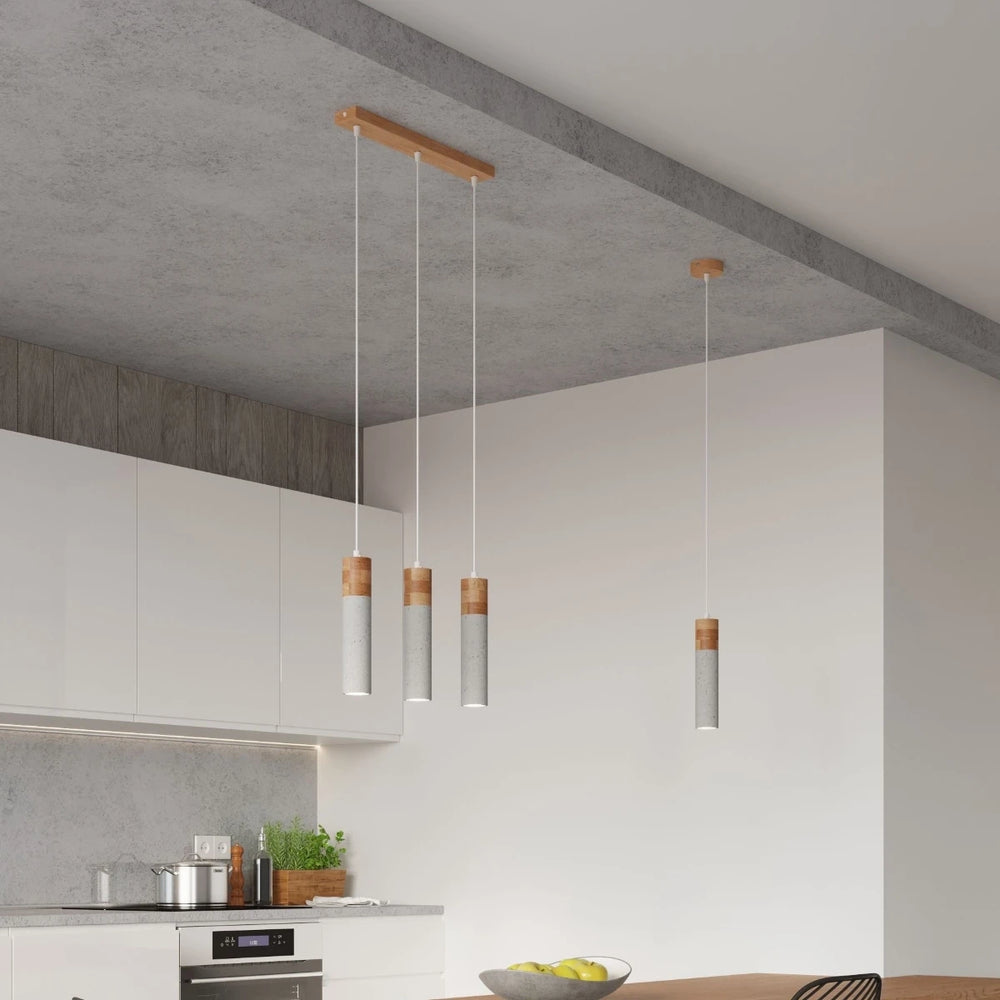 Suspension LED Sollux Lighting ZANE avec 3 douilles GU10, finition béton bois, IP20, certifiée CE RoHS