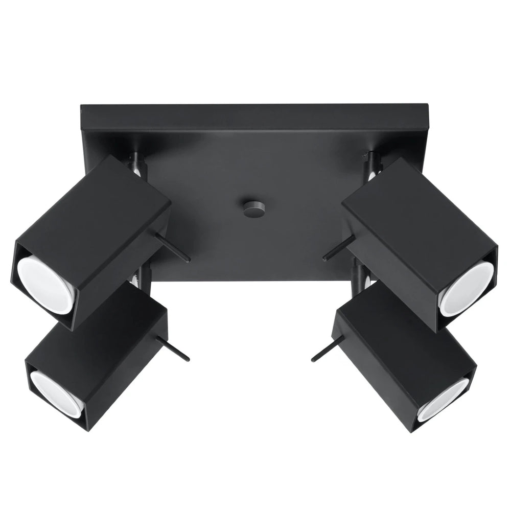Sollux Lighting MERIDA projecteur LED de plafond Noir, 4xGU10, IP20, aluminium, CE RoHS, 220-240V