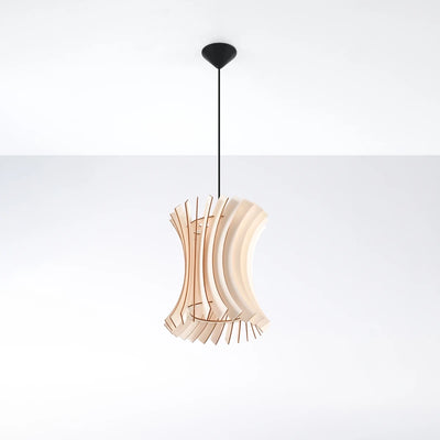 Sollux Lighting ORIANA hanglamp hout, LED compatibel, 220-240V, IP20, Matte Goud Messing afwerking