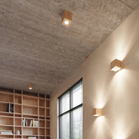 Aplique de pared Sollux Lighting QUAD madera natural, compatible con LED, IP20, 220-240V, CE RoHS, acabado Oro Mate