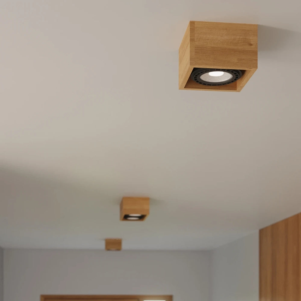 Spot encastré LED plafond Sollux Lighting QUATRO 1, bois naturel, IP20, 220-240V, 50W max, CE RoHS