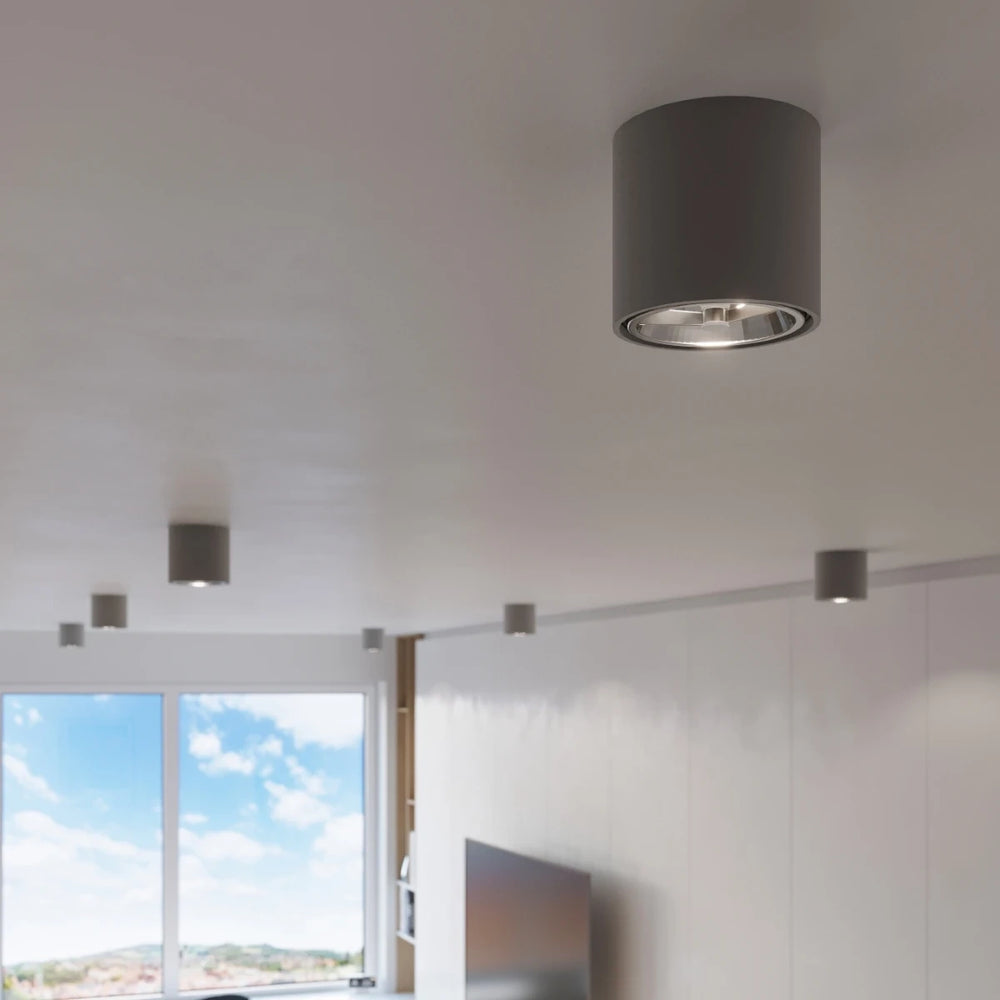 Foco de techo Sollux Lighting TIUBE, compatible con LED, IP20, 220-240V, 50W máx, Aluminio Dorado Mate