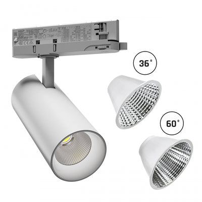 Spectrum ANDROMEDA 3-Faset LED Skinnearmatur 15-27W 4000K 3200 lumen 36° 60° Hvid IP20 CRI>90