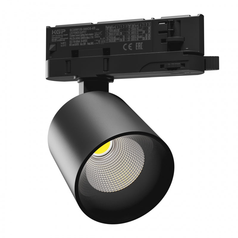 Spectrum ARTEMIDA MINI Spot LED sur rail 3-Phases 20W 3000K 230V 2300 lumens CRI>90 IP20 Noir