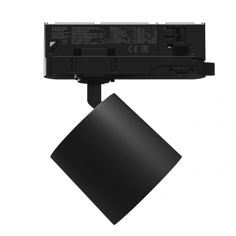 Spectrum ARTEMIDA MINI Spot LED sur rail 3-Phases 20W 3000K 230V 2300 lumens CRI>90 IP20 Noir
