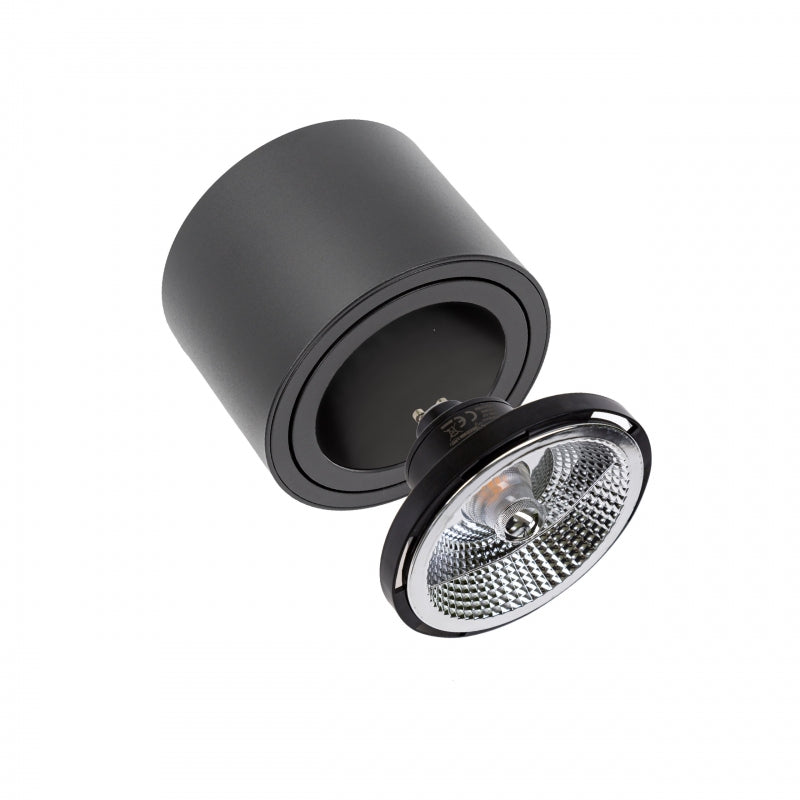 Spectrum CHLOE AR111 GU10 LED taklampa, IP20, rund justerbar svart aluminiumhölje, 20W max 250V