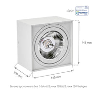 Plafoniera LED da soffitto a montaggio superficiale Spectrum CHLOE AR111 GU10, IP20 Corpo in alluminio bianco, 20W max 250V