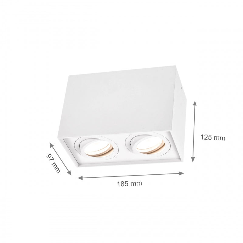 Spectrum CHLOE DUO White Rectangle Adjustable Ceiling Spot Light 2xGU10 Surface Mounted IP20 Indoor