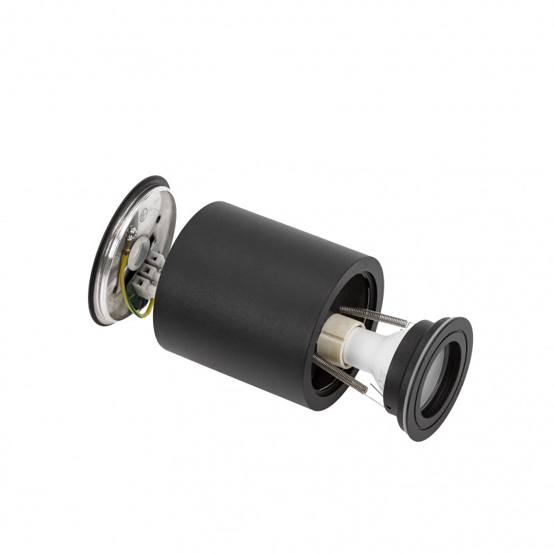 Spectrum CHLOE GU10 Opbouw Plafondlamp, IP65 Zwart Aluminium Ronde Behuizing, 250V, 6W Max