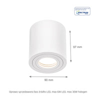 Luminaria de techo empotrada en superficie Spectrum CHLOE GU10, Blanca, IP65, Aluminio Vidrio, 250V, 90x97mm