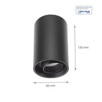 Spectrum CHLOE LED GU10 ytmonterad spotlampa, IP20, 10W max, rund svart justerbar takarmatur